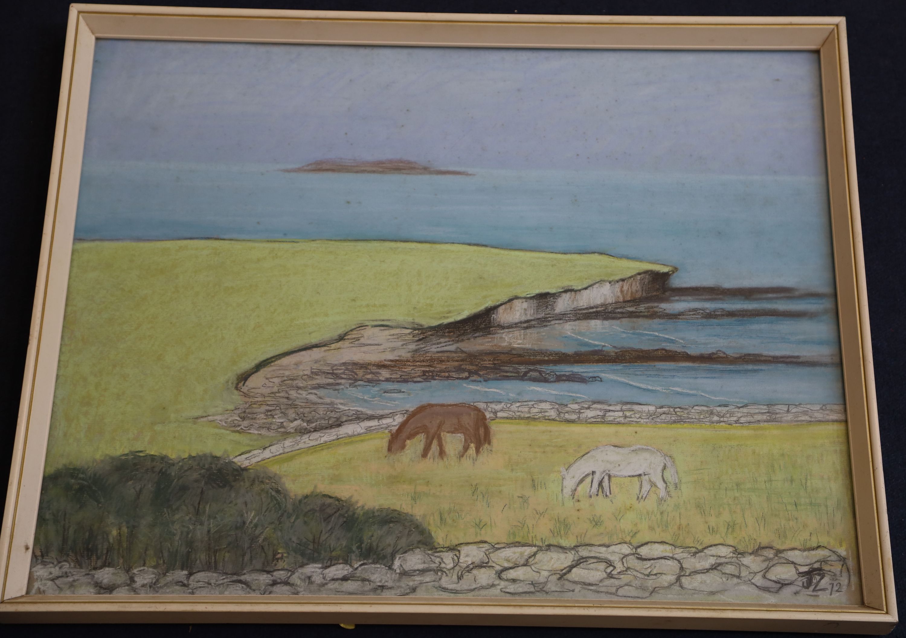 Joan Zuckerman Irish West Coast scene with ponies 20 x 25in